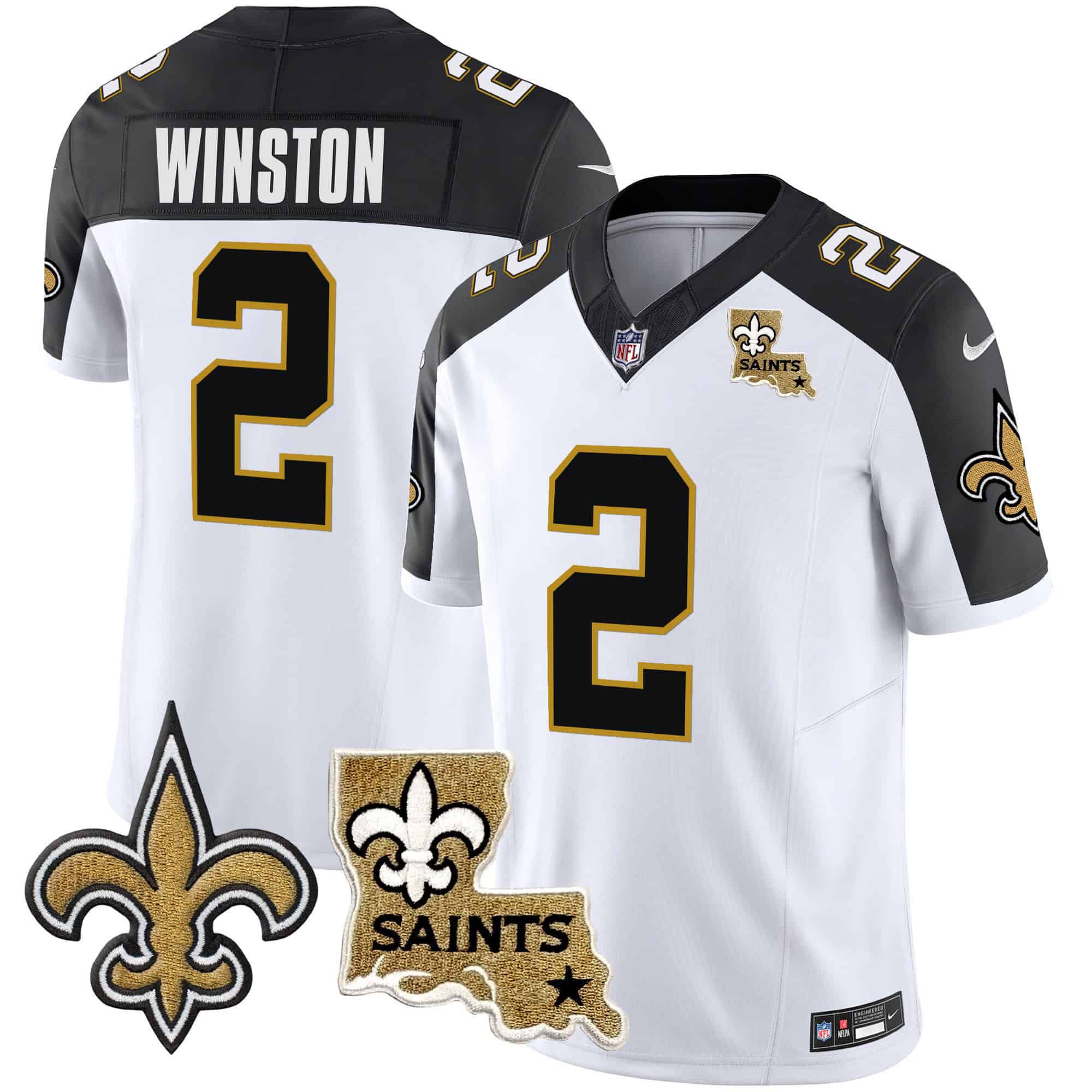 Men New Orleans Saints 2 Winston White 2024 Nike Vapor Limited NFL Jersey style 1